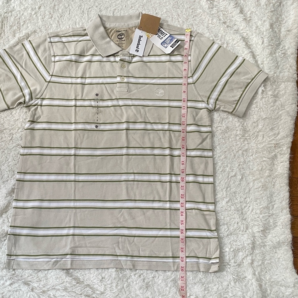 Timberland Beige and Olive Striped Polo Shirt - Picture 12 of 12
